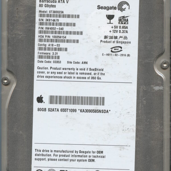 ST380023A 9W4002-040 3.31 3KB14 80GB HDD