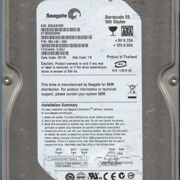 ST3500630NS 9BL146-080 3.AEJ 9QGAK 500GB HDD