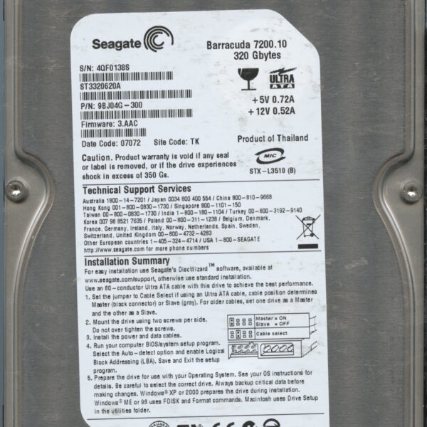 ST3320620A 9BJ04G-300 3.AAC 4QF01 320GB HDD