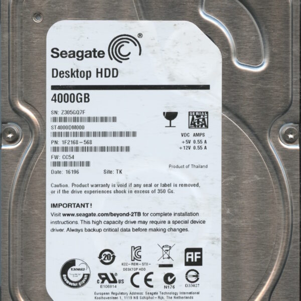 ST4000DM000 1F2168-568 CC54 Z305G 4TB HDD