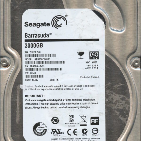 ST3000DM001 1E6166-570 SC48 Z1F5B 3TB HDD