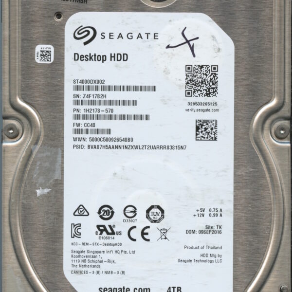 ST4000DX002 1H2178-570 CC48 Z4F17 4TB HDD