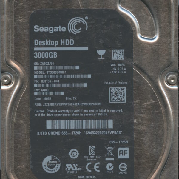 ST3000DM001 1ER166-044 AQ03 ZA502 3TB HDD