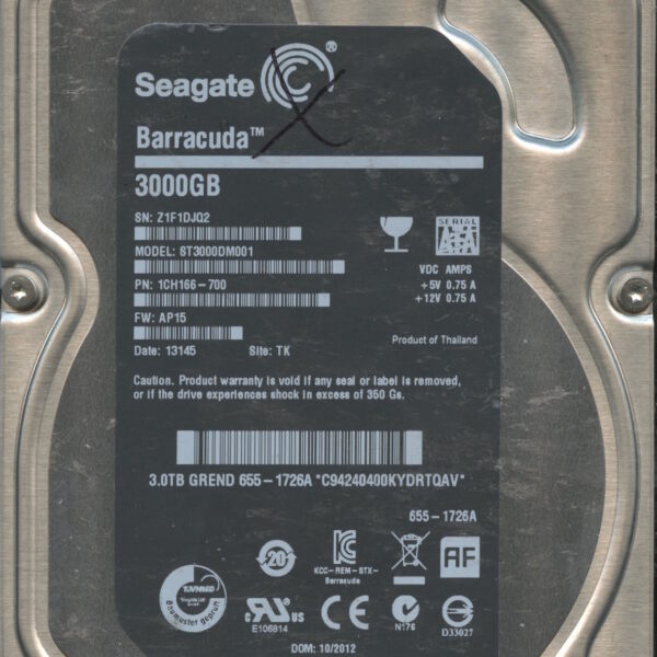 ST3000DM001 1CH166-700 AP15 Z1F1D 3TB HDD