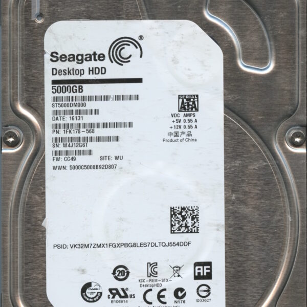 ST5000DM000 1FK178-568 CC49 W4J12 5TB HDD