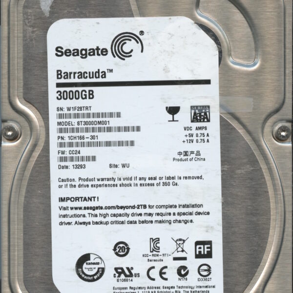 ST3000DM001 1CH166-301 CC24 W1F28 3TB HDD