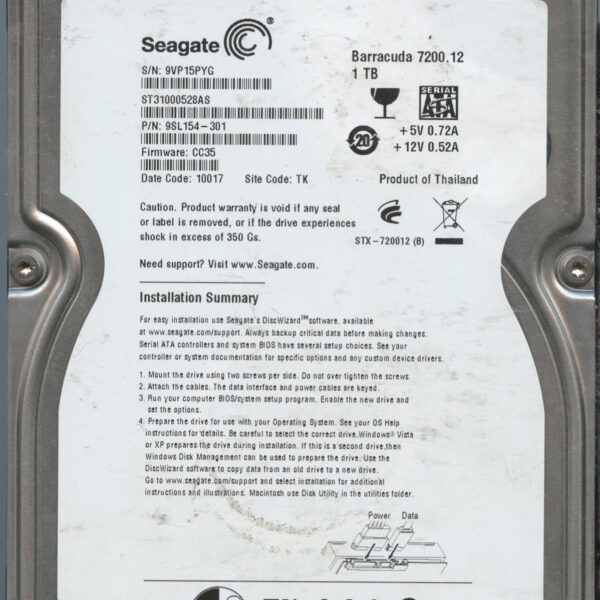 ST31000528AS 9SL154-301 CC35 9VP15 1TB HDD