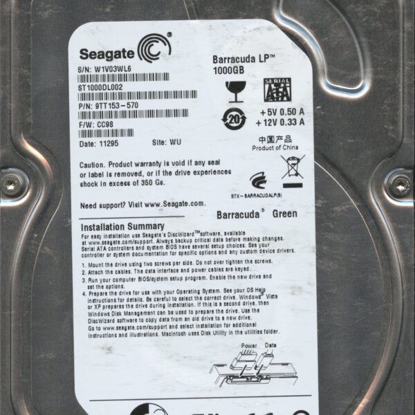 ST1000DL002 9TT153-570 CC98 9VP15 1TB HDD