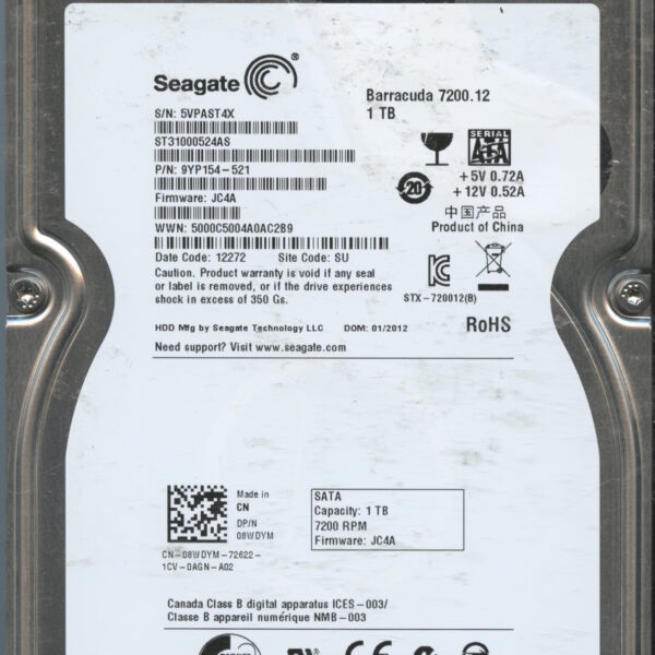 ST31000524AS 9YP154-521 JC4A 5VPAS 1TB HDD