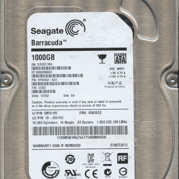 ST1000DM003 9YN162-541 CC62 S1D5T 1TB HDD