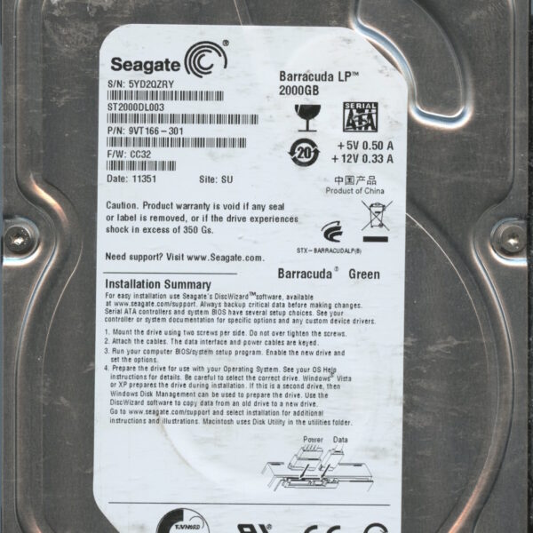 ST2000DL003 CC32 5YD2Q 2TB HDD