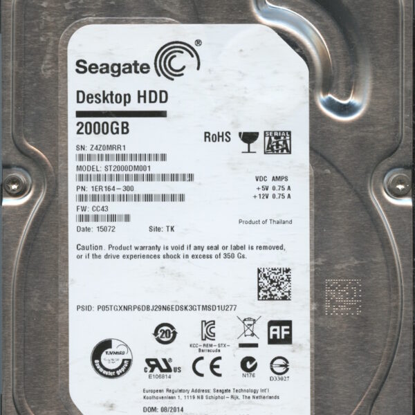 ST2000DM001 CC43 Z4Z0M 2TB HDD