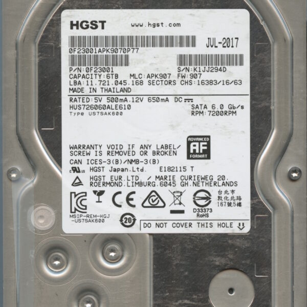 HDT726060ALE610 0F23001 APK907 6TB HDD