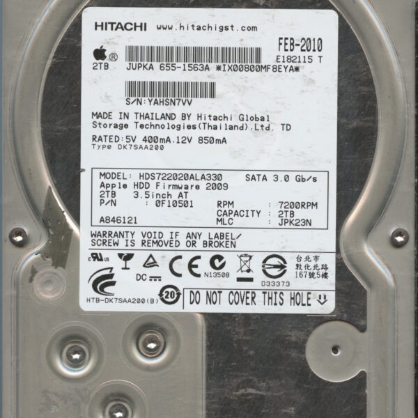 HDS722020ALA330 0F10501 JPK23N 2TB HDD