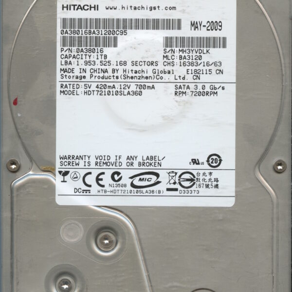 HDT721010SLA360 0A38016 BA3120 1TB HDD