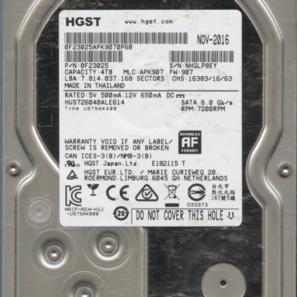 HDS726040ALE614 0F23025 APK907 4TB HDD