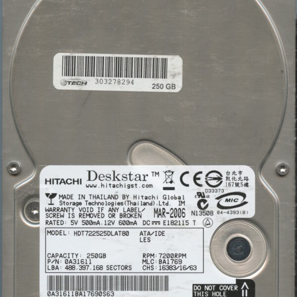 HDT722525DLAT80 0A31611 BA1769 250GB HDD