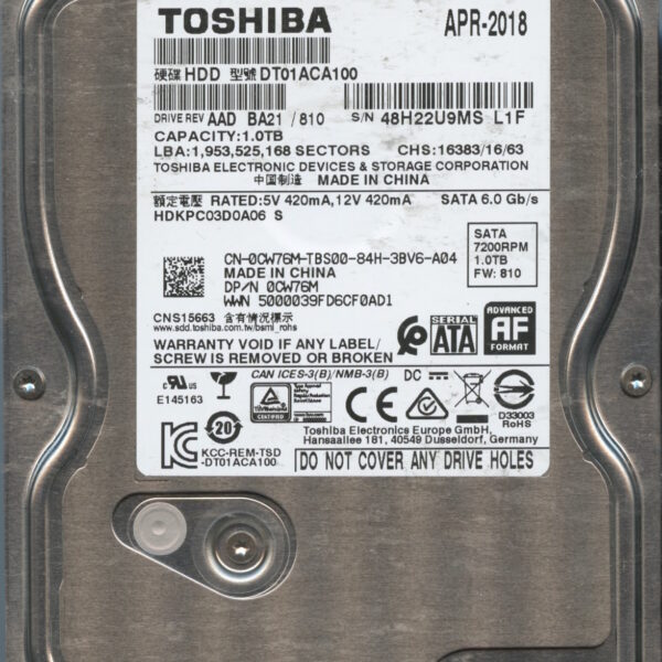 DT01ACA100 AADBA21 TOSHIBA 1TB HDD