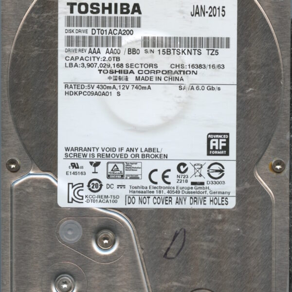 DT01ACA100 AAAAA00 TOSHIBA 2TB HDD