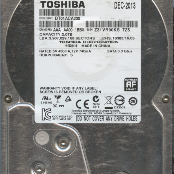 DT01ACA200 AAAAA00 TOSHIBA 2TB HDD