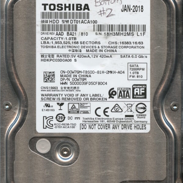 DT01ACA100 AADBA21 TOSHIBA 1TB HDD