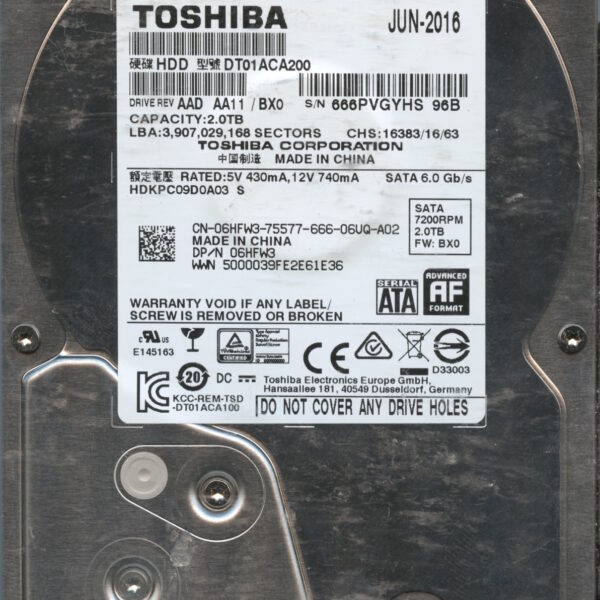 DT01ACA200 AADAA11 TOSHIBA 2TB HDD