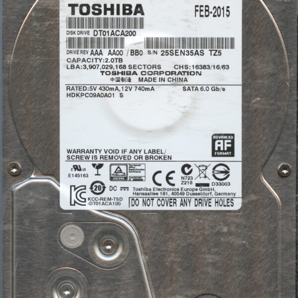 DT01ACA200 AAAAA00 TOSHIBA 2TB HDD