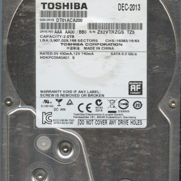 DT01ACA200 AAAAA00 TOSHIBA 2TB HDD