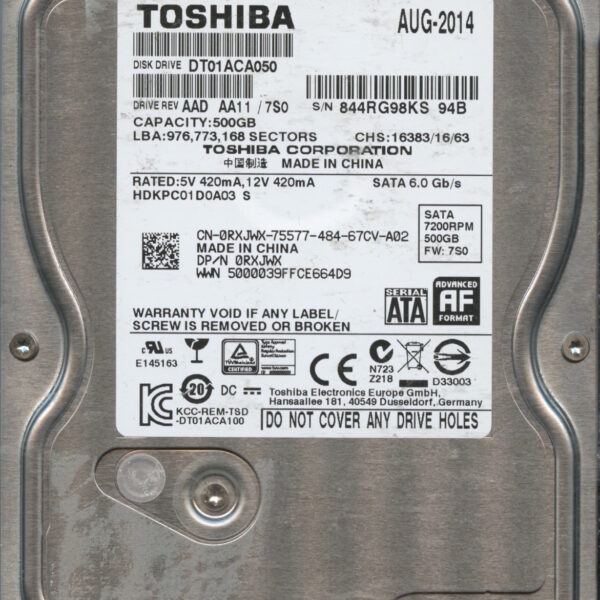 DT01ACA050 AADAA11 TOSHIBA 500GB HDD