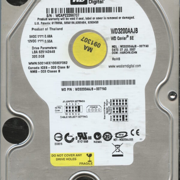 WD3200AAJB-00TYA0 WCAPZ 07:07 320GB HDD