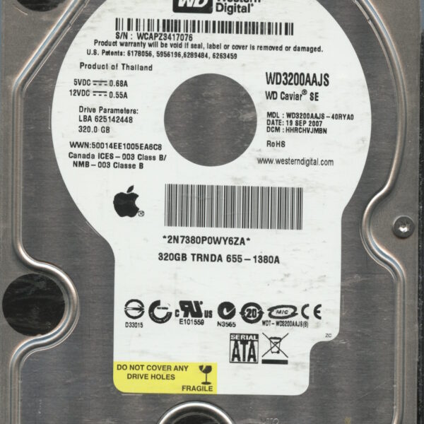 WD3200AAJS-00TY40RYA0 WCAPZ 09:07 320GB HDD