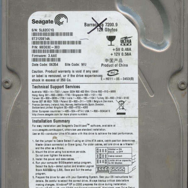 ST3120814A 9BD03C-303 3.AAE SEAGATE 120GB HDD