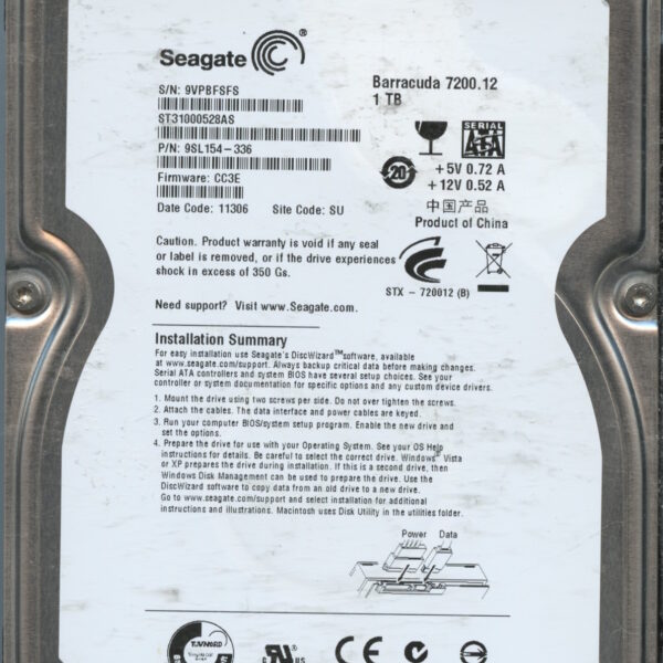 ST31000528AS 9SL154-336 CC3E SEAGATE 1TB HDD