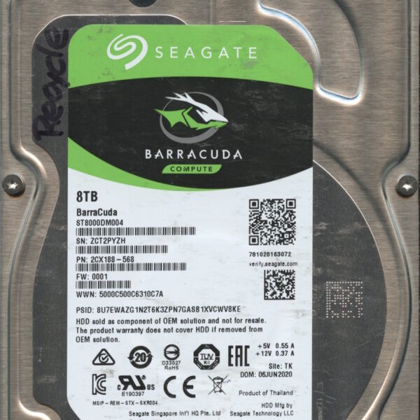 ST8000DM004 2CX188-568 0001 SEAGATE 8TB HDD