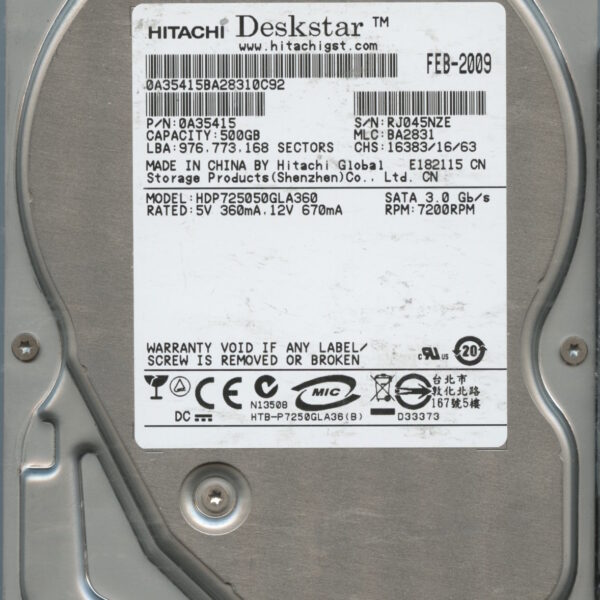 HDP725050GLA360 0A35415 500GB HDD