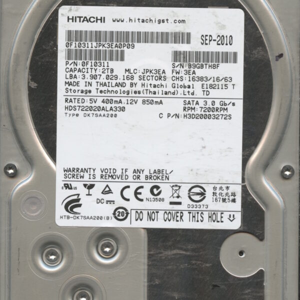 HDS722020ALA330 0F10311 JPK3EA HITACHI 2TB HDD