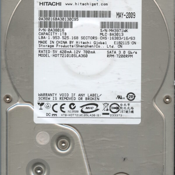 HDT721010SLA360 0A38016 BA3013 HITACHI 1TB HDD