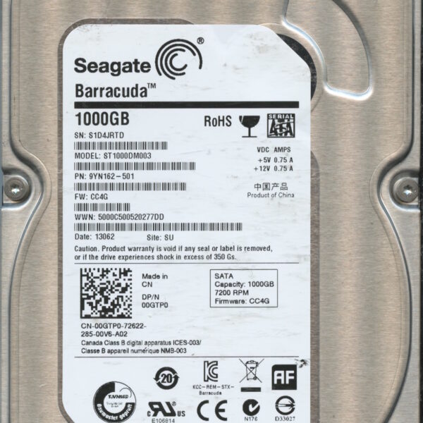 SEAGATE ST1000DM003 9YN162-501 1TB HDD