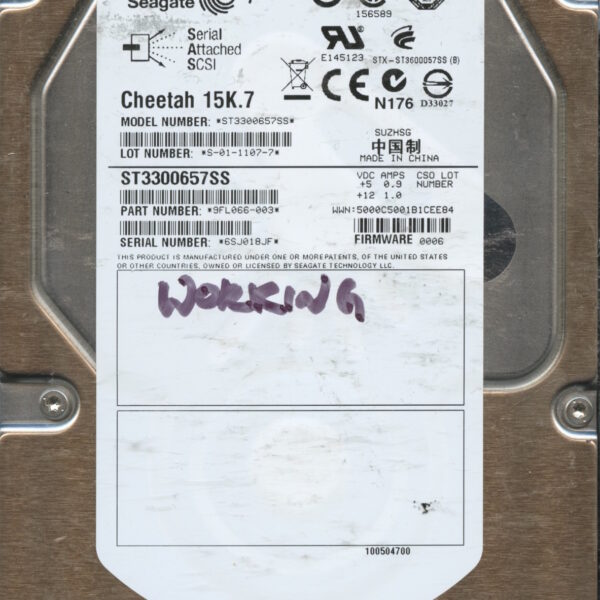 SEAGATE ST3300657SS 0006 9FL066-003 3TB HDD