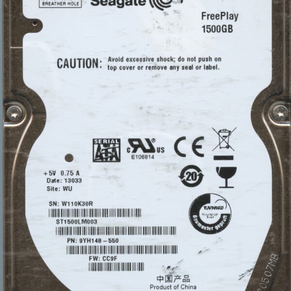 SEAGATE ST1500LM003 CC9F 9YH148-550 1.5TB HDD