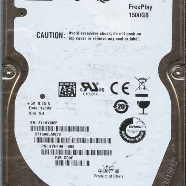 SEAGATE ST1500LM003 CC9F 9YH148-550 1.5TB HDD