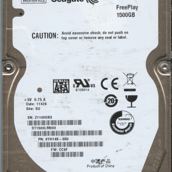 SEAGATE ST1500LM003 CC9F 9YH148-550 1.5TB HDD