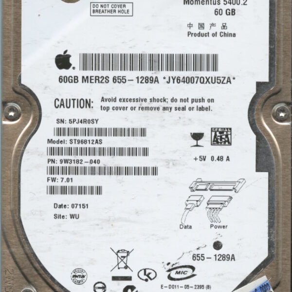 SEAGATE ST96812AS CC9F 9W3182-040 60GB HDD