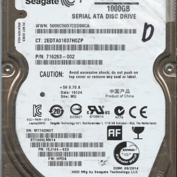 SEAGATE ST1000LM014 HPDA 1EJ164-623 1TB HDD