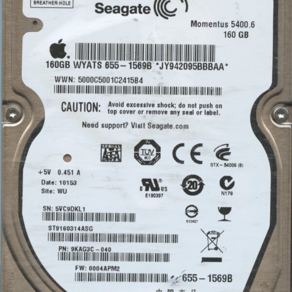 SEAGATE ST9160314ASG 0004APM2 9KAG3C-040 160GB HDD