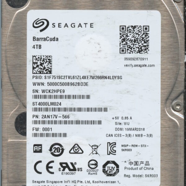 SEAGATE ST4000LM024 0001 2AN17V-566 4TB HDD