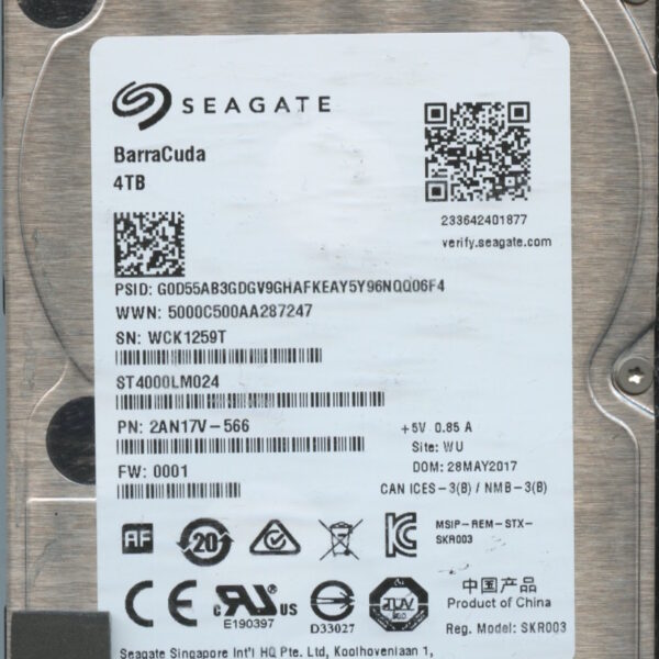 SEAGATE ST4000LM024 0001 2AN17V-566 4TB HDD