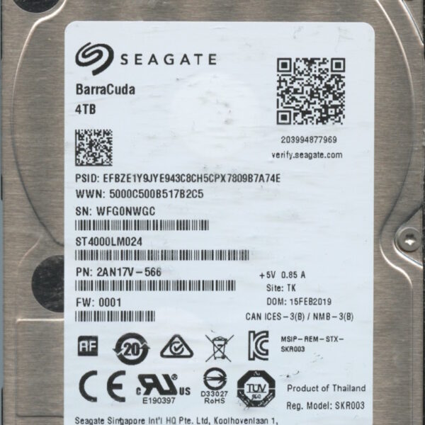 SEAGATE ST4000LM024 0001 2AN17V-566 4TB HDD