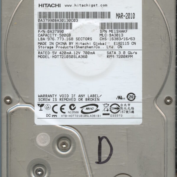 HDT721050SLA360 0A37990 BA3013 500GB HDD