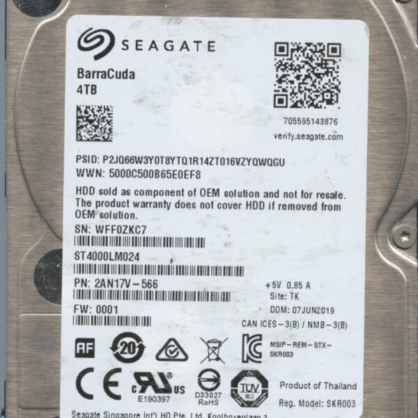 SEAGATE ST4000LM024 0001 2AN17V-566 4TB HDD